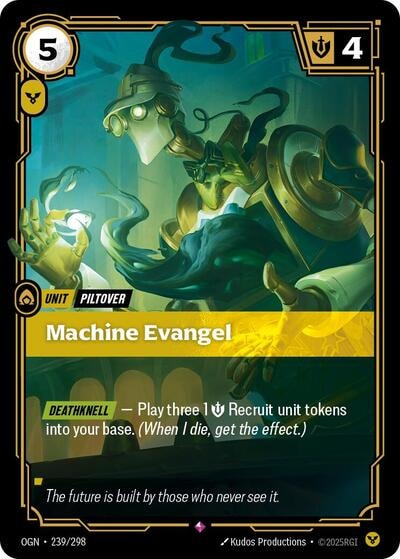 Machine Evangel Foil OGN #239/298 (Near Mint Rare) Riftbound: League of Legends Trading Card Game: Origins