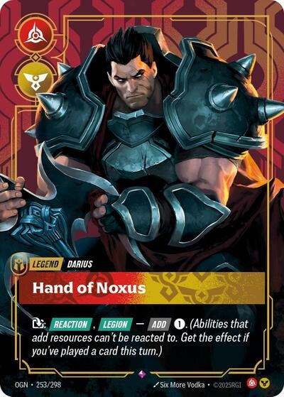 Darius - Hand of Noxus Foil OGN #253/298 (Near Mint Rare) Riftbound: League of Legends Trading Card Game: Origins