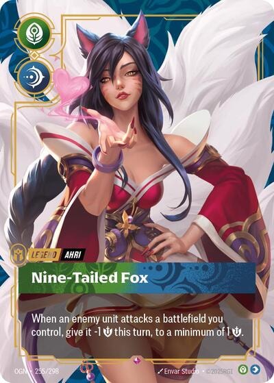 Ahri - Nine-Tailed Fox Foil OGN #255/298 (Near Mint Rare) Riftbound: League of Legends Trading Card Game: Origins