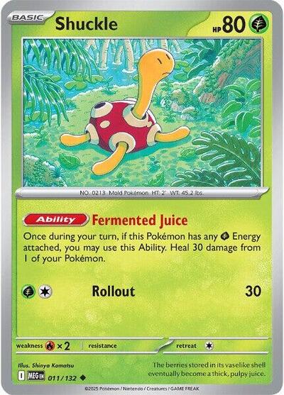 Shuckle 011 132 Reverse Holofoil MEG #011/132 (Near Mint Uncommon) Pokemon: ME01: Mega Evolution