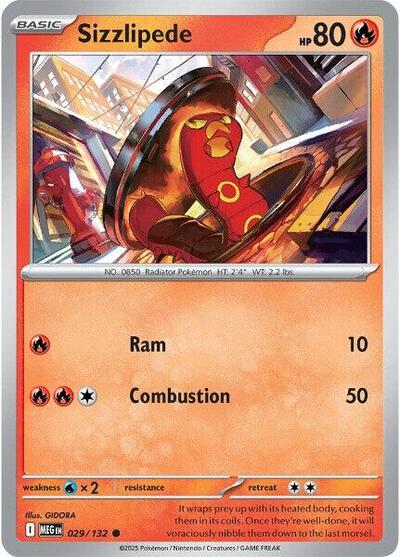Sizzlipede Reverse Holofoil MEG #029/132 (Near Mint Common) Pokemon: ME01: Mega Evolution