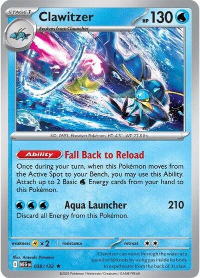 Clawitzer 038 132 ME01: Mega Evolution MEG #038/132 (Rare) Pokemon: