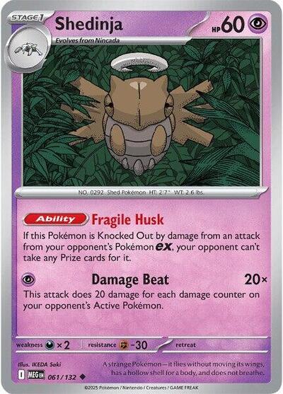 Shedinja 061 132 Reverse Holofoil MEG #061/132 (Near Mint Uncommon) Pokemon: ME01: Mega Evolution