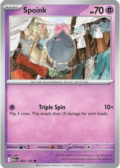 Spoink MEG #062/132 (Near Mint Common) Pokemon: ME01: Mega Evolution