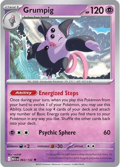Grumpig MEG #063/132 (Near Mint Uncommon) Pokemon: ME01: Mega Evolution