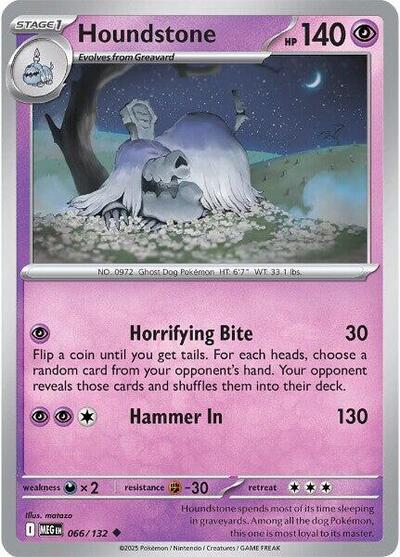 Houndstone 066 132 Reverse Holofoil MEG #066/132 (Near Mint Uncommon) Pokemon: ME01: Mega Evolution
