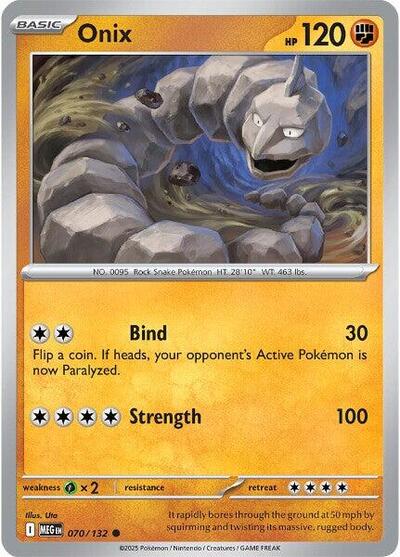 Onix Reverse Holofoil MEG #070/132 (Near Mint Common) Pokemon: ME01: Mega Evolution