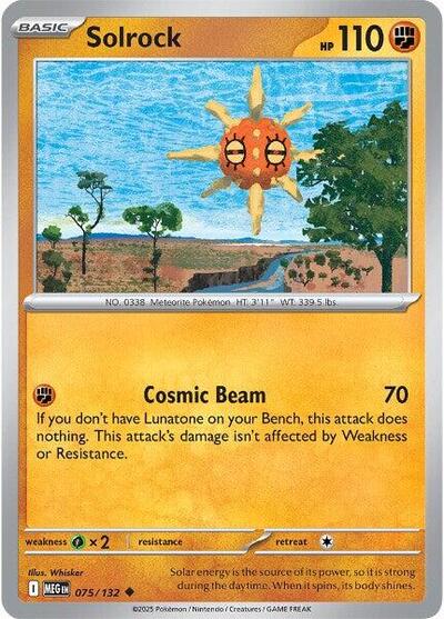 Solrock Reverse Holofoil MEG #075/132 (Near Mint Uncommon) Pokemon: ME01: Mega Evolution
