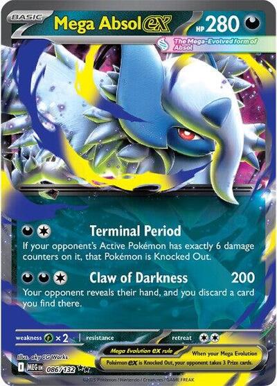 Mega Absol ex 086 132 Holofoil MEG #086/132 (Near Mint Double Rare) Pokemon: ME01: Mega Evolution