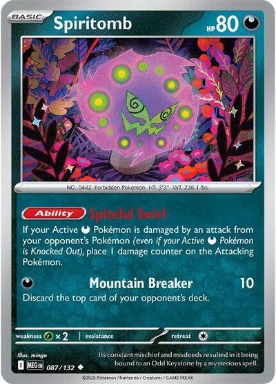 Spiritomb 087 132 Reverse Holofoil MEG #087/132 (Near Mint Uncommon) Pokemon: ME01: Mega Evolution