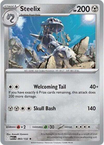 Steelix 093 132 Holofoil MEG #093/132 (Near Mint Rare) Pokemon: ME01: Mega Evolution