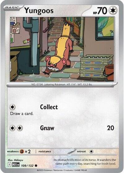 Yungoos MEG #109/132 (Near Mint Common) Pokemon: ME01: Mega Evolution