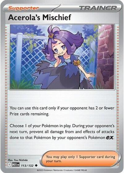 Acerolas Mischief 113 132 MEG #113/132 (Near Mint Uncommon) Pokemon: ME01: Mega Evolution