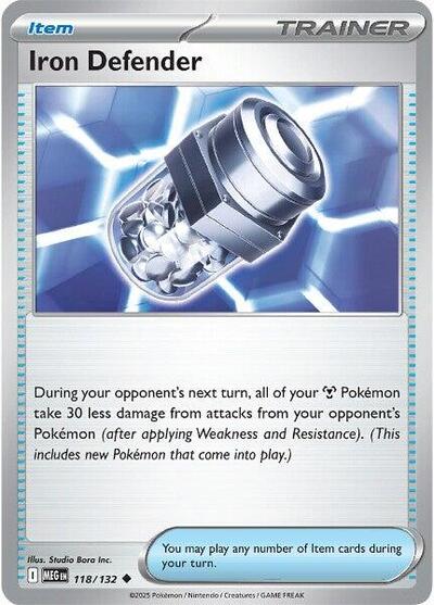 Iron Defender Reverse Holofoil MEG #118/132 (Near Mint Uncommon) Pokemon: ME01: Mega Evolution