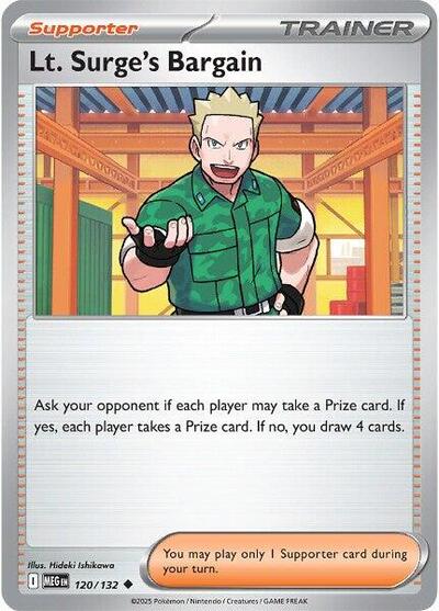 Lt Surges Bargain 120 132 Reverse Holofoil MEG #120/132 (Near Mint Uncommon) Pokemon: ME01: Mega Evolution