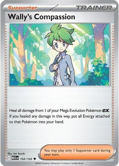 Wallys Compassion 132 132 Reverse Holofoil MEG #132/132 (Near Mint Uncommon) Pokemon: ME01: Mega Evolution