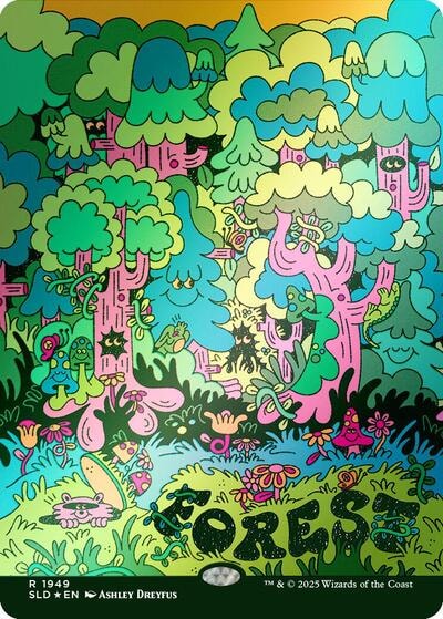 Forest (1949) (Rainbow Foil) Foil SLD #1949 (Near Mint Rare) Magic: The Gathering: Secret Lair Drop Series