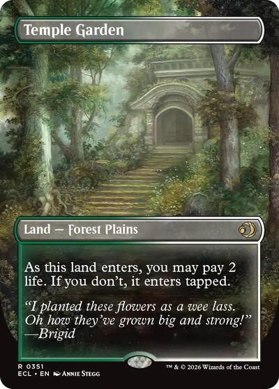 Temple Garden Borderless ECL #351 (Near Mint Rare) Magic: The Gathering: Lorwyn Eclipsed