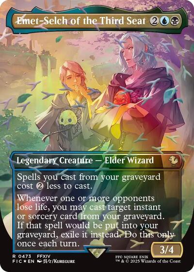 Emet Selch of the Third Seat Borderless Chocobo Track Foil Foil FIC #473 (Near Mint Rare) Magic: The Gathering: Commander: FINAL FANTASY