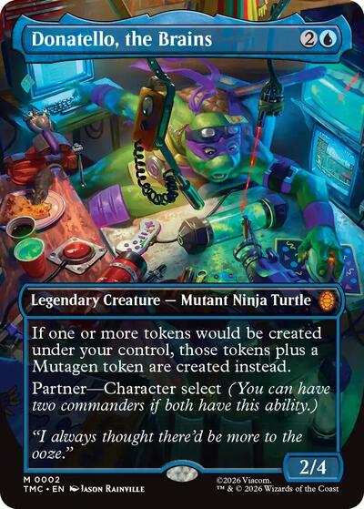 Donatello, the Brains (0002) (Borderless) Foil TMC #2 (Near Mint Mythic Rare) Magic: The Gathering: Commander: Teenage Mutant Ninja Turtles