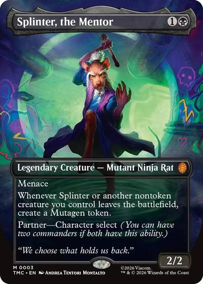 Splinter, the Mentor (0003) (Borderless) Foil TMC #3 (Near Mint Mythic Rare) Magic: The Gathering: Commander: Teenage Mutant Ninja Turtles