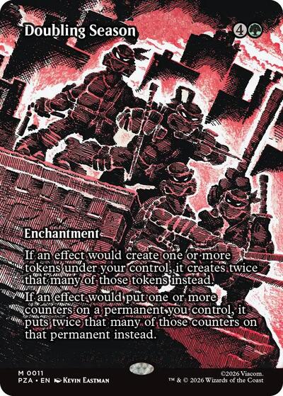Doubling Season Borderless PZA #11 (Near Mint Mythic Rare) Magic: The Gathering: Teenage Mutant Ninja Turtles Source Material