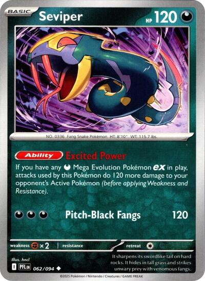 Seviper ME02: Phantasmal Flames PFL #062/094 (Uncommon) Pokemon: