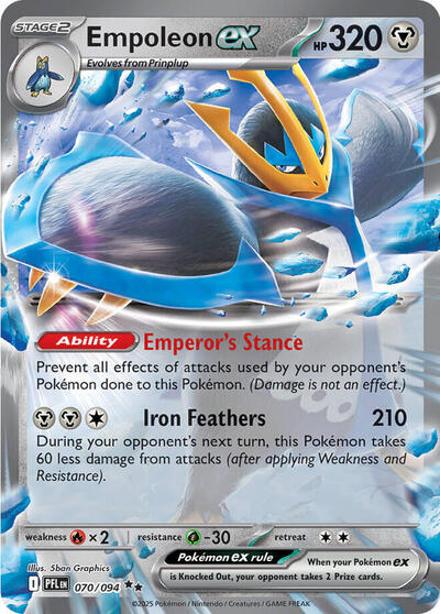 Empoleon ex 070 094 Holofoil PFL #070/094 (Near Mint Double Rare) Pokemon: ME02: Phantasmal Flames