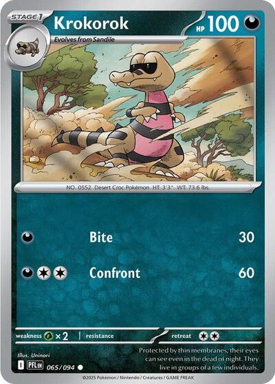 Krokorok PFL #065/094 (Near Mint Common) Pokemon: ME02: Phantasmal Flames