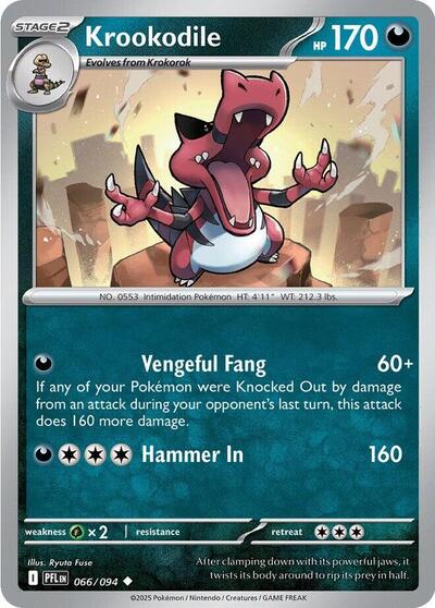Krookodile Reverse Holofoil PFL #066/094 (Near Mint Uncommon) Pokemon: ME02: Phantasmal Flames