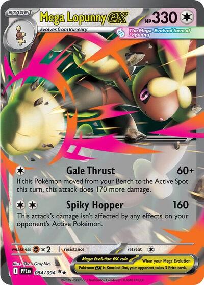 Mega Lopunny ex 084 094 Holofoil PFL #084/094 (Near Mint Double Rare) Pokemon: ME02: Phantasmal Flames