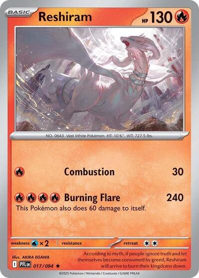 Reshiram ME02: Phantasmal Flames PFL #017/094 (Rare) Pokemon: