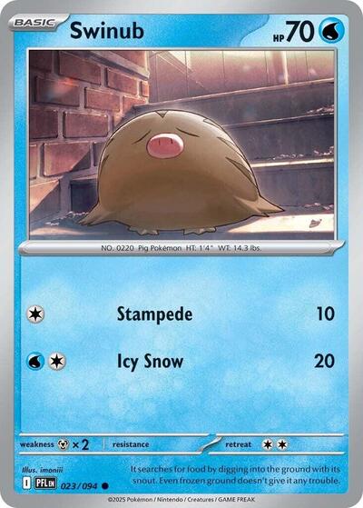 Swinub PFL #023/094 (Near Mint Common) Pokemon: ME02: Phantasmal Flames