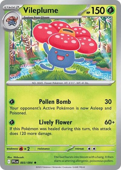 Vileplume Reverse Holofoil PFL #003/094 (Near Mint Rare) Pokemon: ME02: Phantasmal Flames