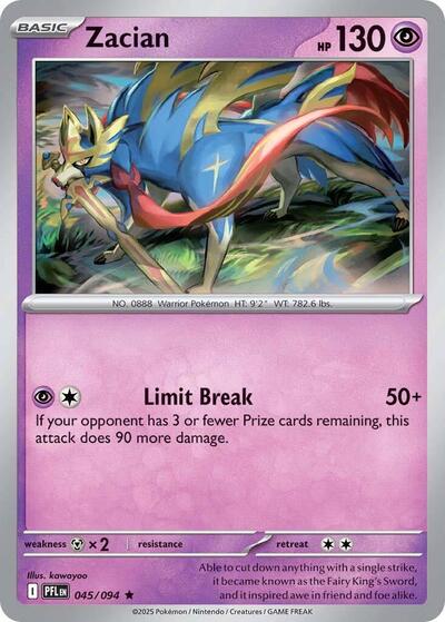 Zacian 045 094 ME02: Phantasmal Flames PFL #045/094 (Rare) Pokemon: