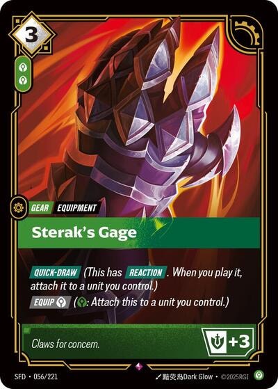 Sterak's Gage Foil SFD #056/221 (Near Mint Rare) Riftbound: League of Legends Trading Card Game: Spiritforged