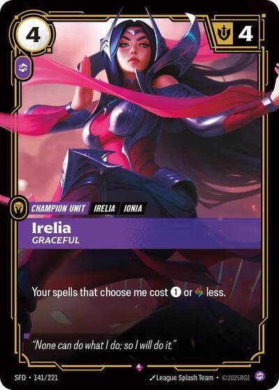 Irelia - Graceful Foil SFD #141/221 (Near Mint Rare) Riftbound: League of Legends Trading Card Game: Spiritforged