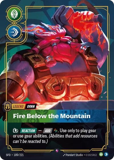 Ornn - Fire Below the Mountain Foil SFD #189/221 (Near Mint Rare) Riftbound: League of Legends Trading Card Game: Spiritforged