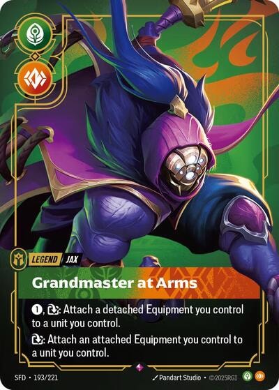 Jax - Grandmaster At Arms Foil SFD #193/221 (Near Mint Rare) Riftbound: League of Legends Trading Card Game: Spiritforged