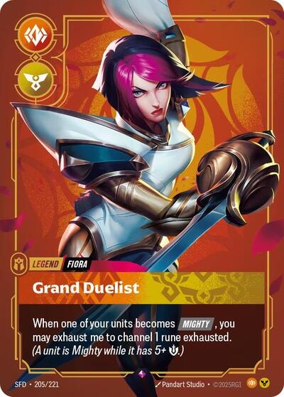 Fiora - Grand Duelist Foil SFD #205/221 (Near Mint Rare) Riftbound: League of Legends Trading Card Game: Spiritforged