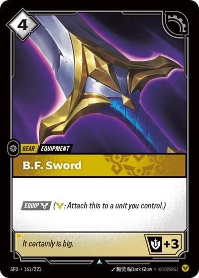 B.F. Sword Foil SFD #161/221 (Near Mint Uncommon) Riftbound: League of Legends Trading Card Game: Spiritforged