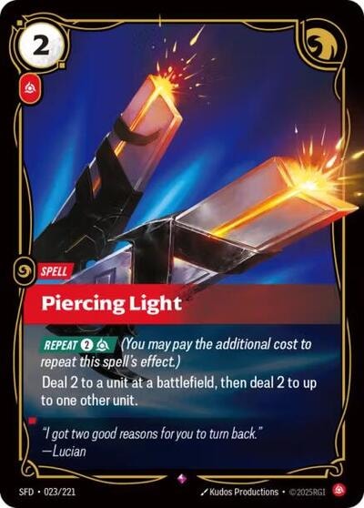 Piercing Light Foil SFD #023/221 (Near Mint Rare) Riftbound: League of Legends Trading Card Game: Spiritforged