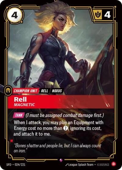 Rell - Magnetic Foil SFD #024/221 (Near Mint Rare) Riftbound: League of Legends Trading Card Game: Spiritforged