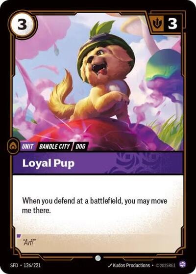 Loyal Pup Foil SFD #126/221 (Near Mint Common) Riftbound: League of Legends Trading Card Game: Spiritforged