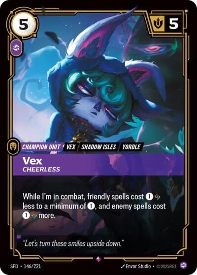 Vex - Cheerless Foil SFD #146/221 (Near Mint Rare) Riftbound: League of Legends Trading Card Game: Spiritforged