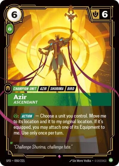 Azir - Ascendant Foil SFD #050/221 (Near Mint Rare) Riftbound: League of Legends Trading Card Game: Spiritforged