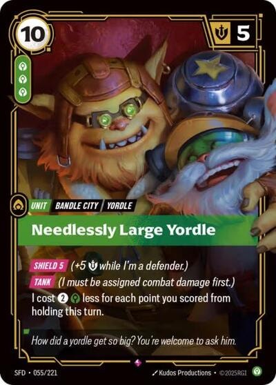 Needlessly Large Yordle Foil SFD #055/221 (Near Mint Rare) Riftbound: League of Legends Trading Card Game: Spiritforged