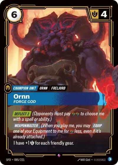 Ornn - Forge God Foil SFD #085/221 (Near Mint Rare) Riftbound: League of Legends Trading Card Game: Spiritforged