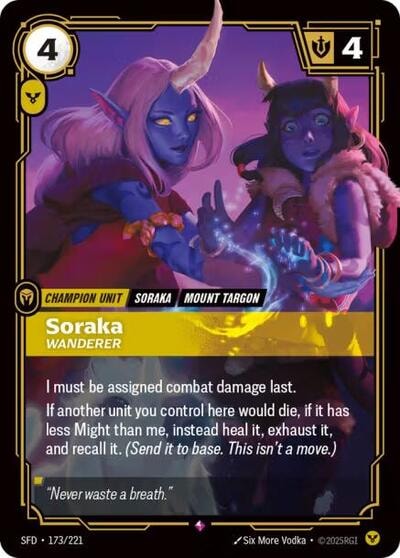 Soraka - Wanderer Foil SFD #173/221 (Near Mint Rare) Riftbound: League of Legends Trading Card Game: Spiritforged