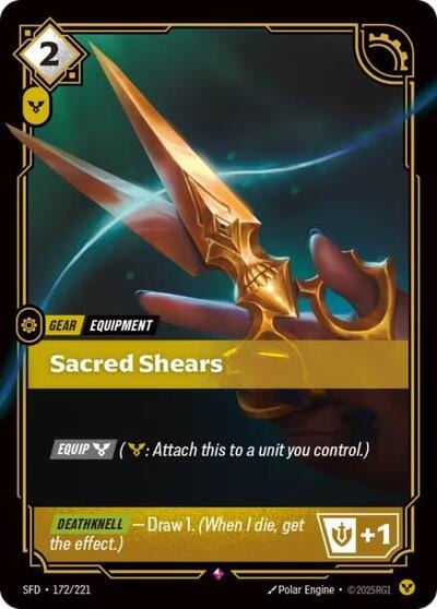 Sacred Shears Foil SFD #172/221 (Near Mint Rare) Riftbound: League of Legends Trading Card Game: Spiritforged
